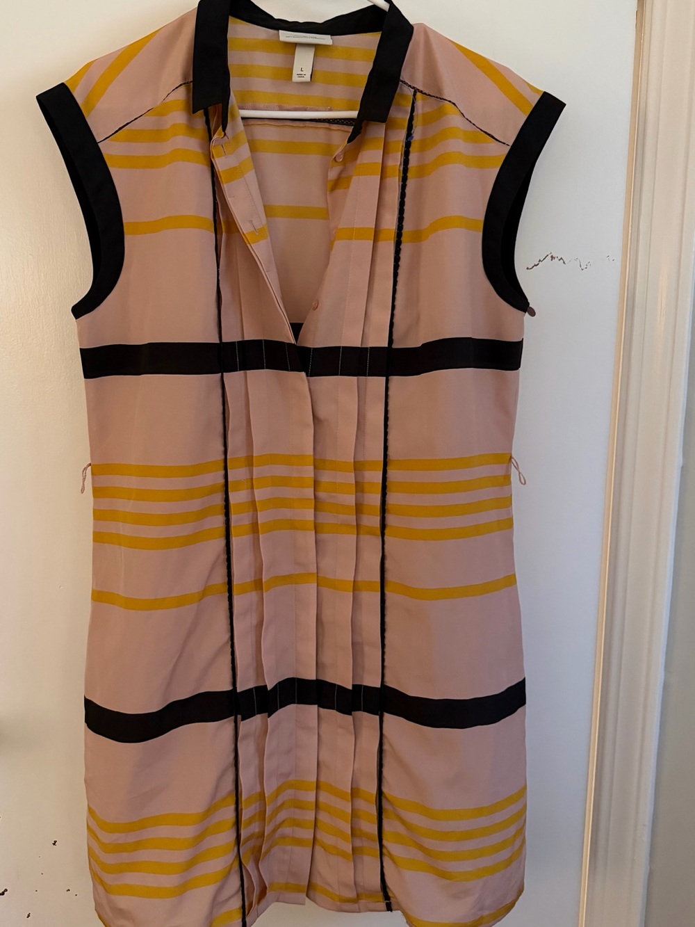 Jason Wu Pink Shift Dress with Yellow and Black Stripes